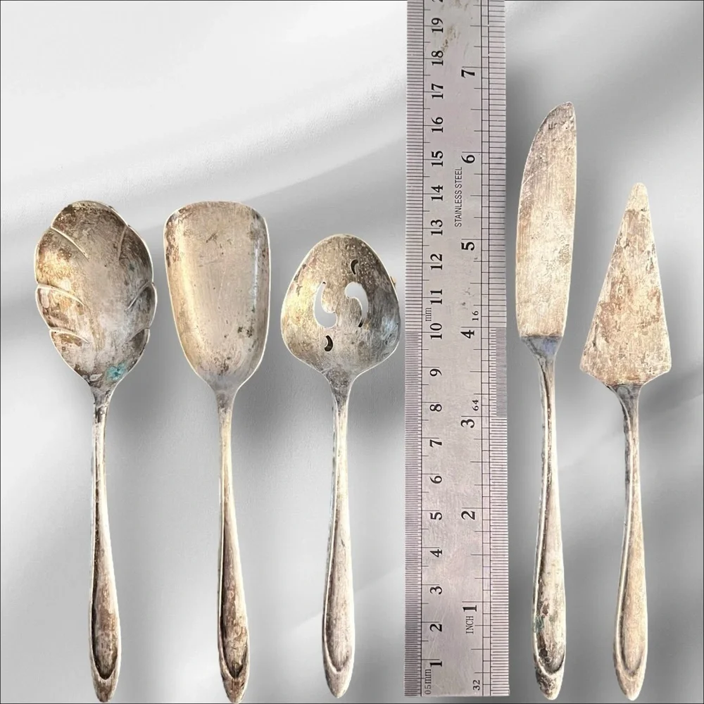 VTG MCM Meriden Silverplate Co. First Lady 5 pc Hostess Serving Set 6.5”